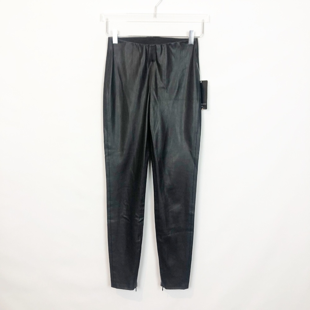 Zara Black Faux Leather Legging Ankle Zip S NWT